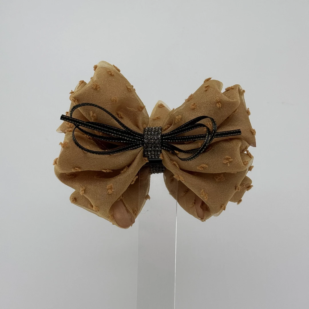 GREBUTY 6068 简约百搭黄色多层丝带蝴蝶结香蕉夹