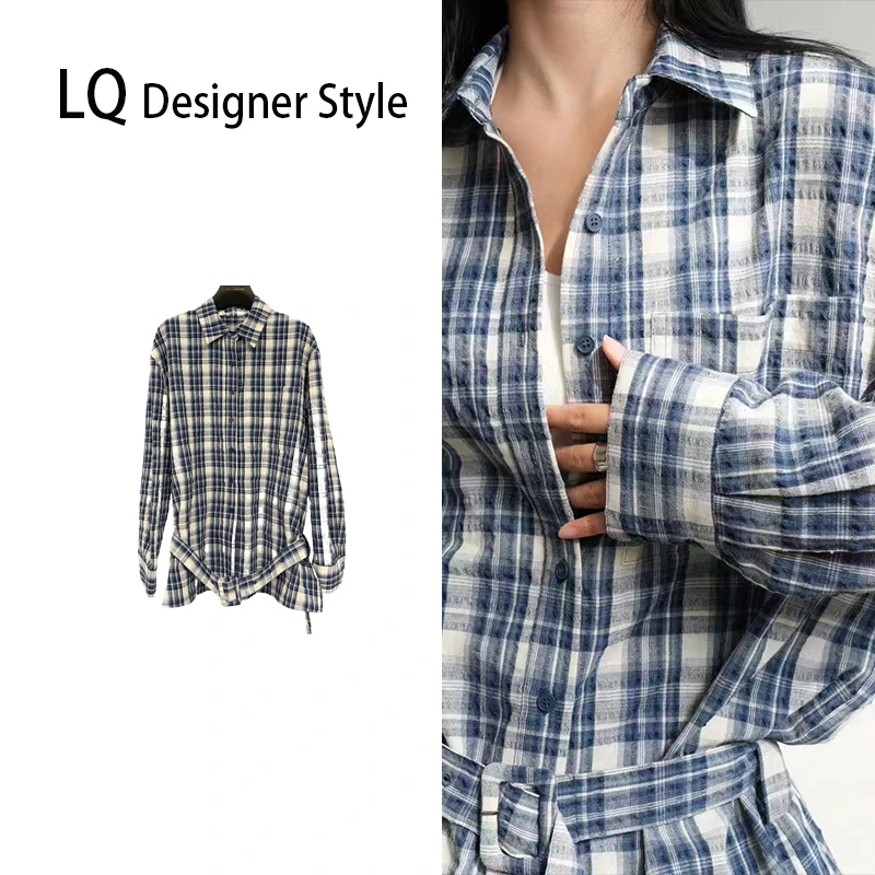 【南油徐哥】设计师款高定格子格纹开衫衬衫02013