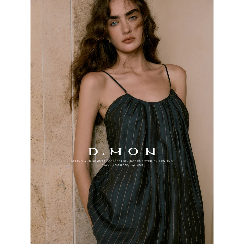 DMON|比利时100亚麻色织条纹套装系列吊带/裤子/连衣裙