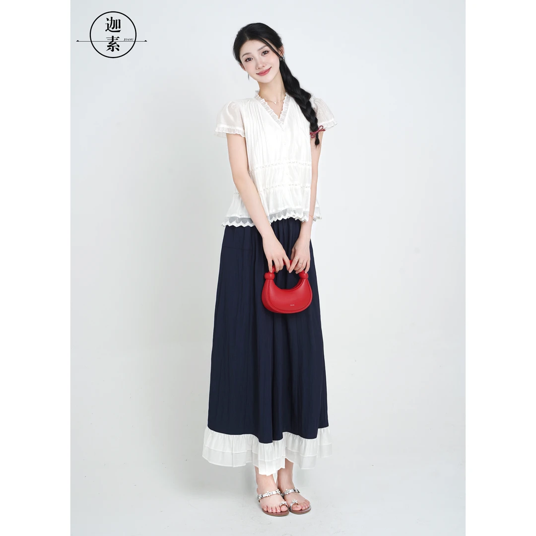 迦素JIASU【富士山下】25年夏季新款INS风刺绣裙裤套装S503