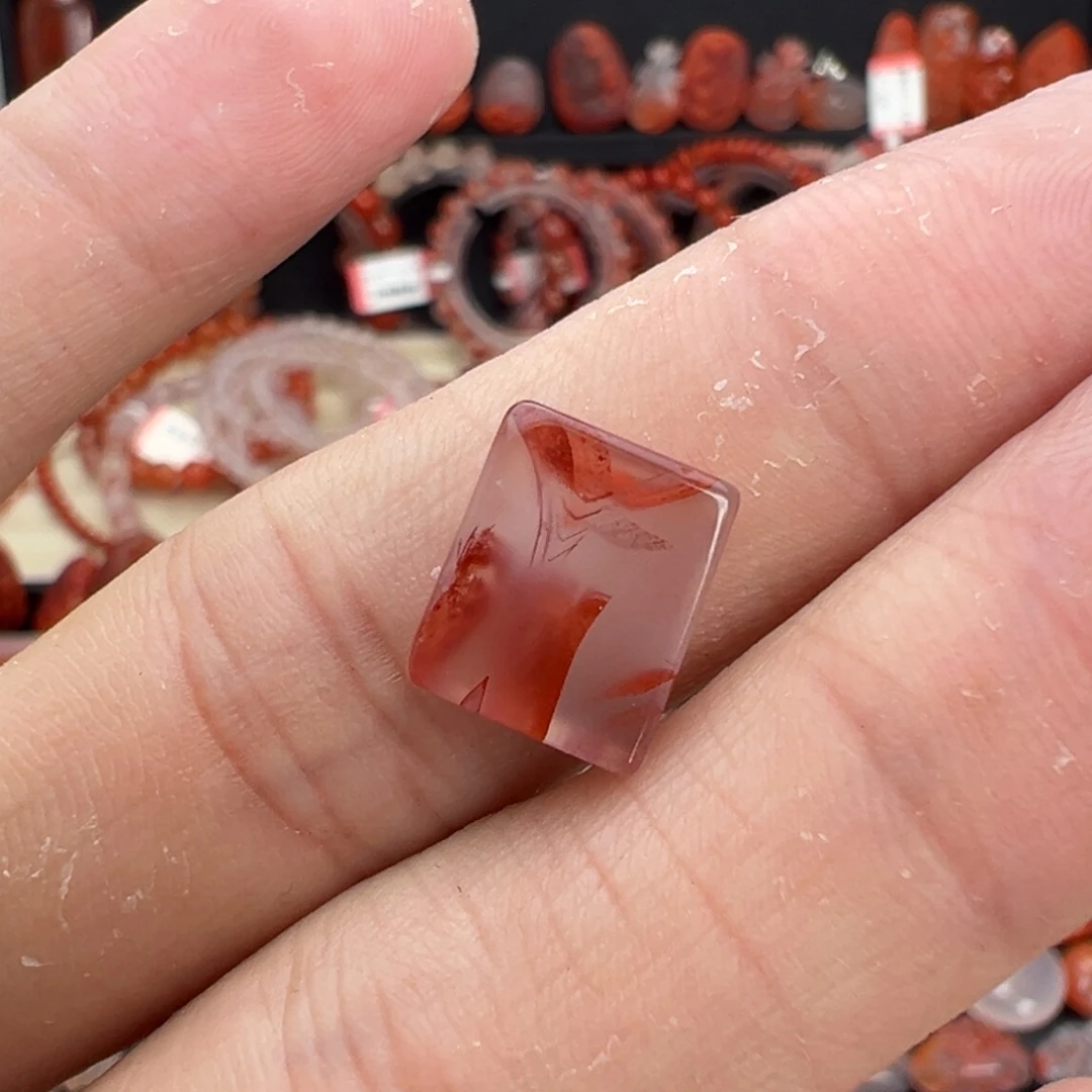 南红玛瑙未镶嵌颈饰小方牌