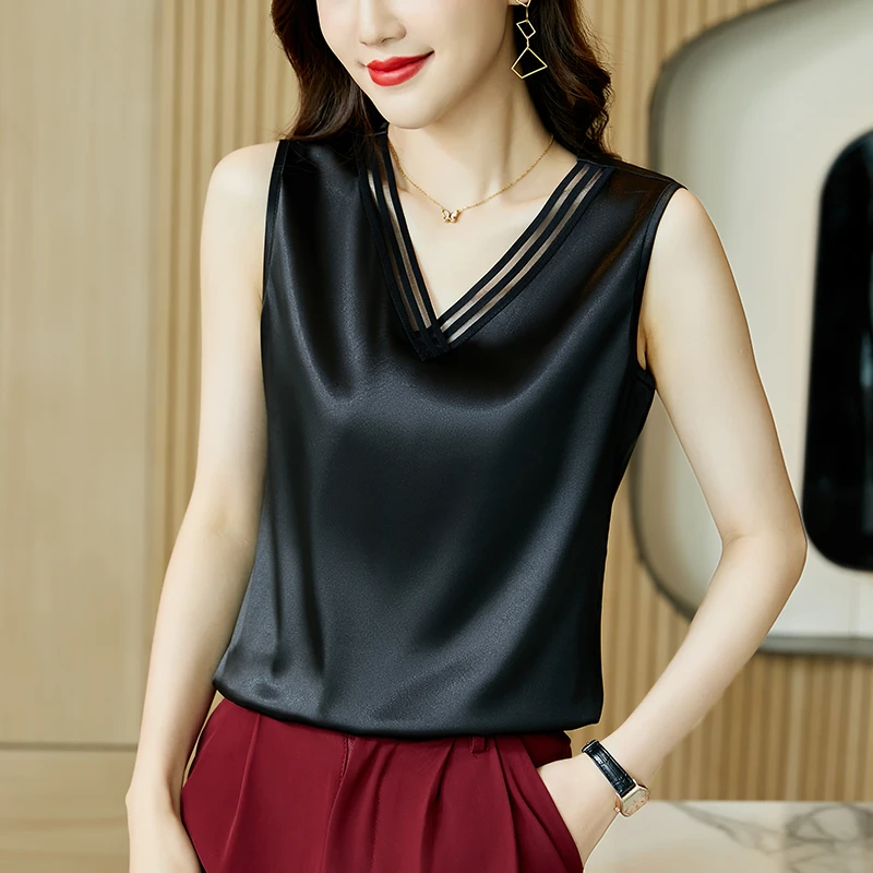 夏季新款韩版大码女装V领宽松无袖打底衫上衣内搭吊带背心女夏