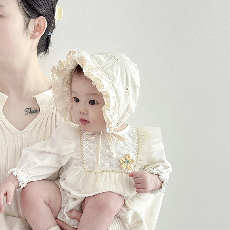 婴儿帽子儿童春秋薄款甜美护囱门宫廷帽女宝宝新生小月龄公主帽韩