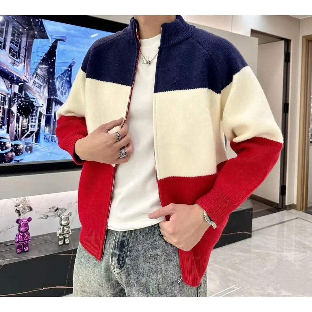 0172433 小孩哭了拼色毛衣针织外套