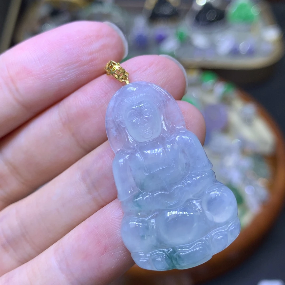 翡翠18K金镶嵌颈饰