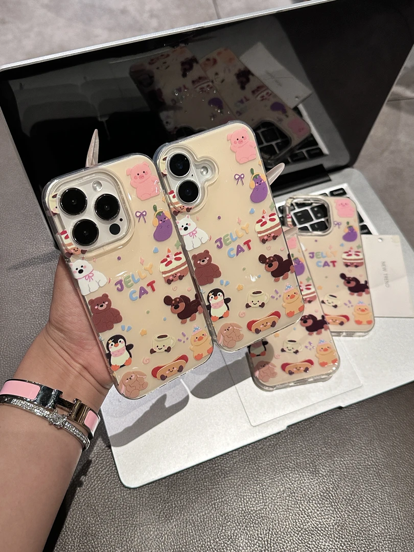 可爱派对小动物适用苹果16华为p70手机壳iPhone14小米oppo