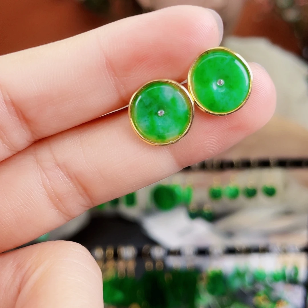 翡翠银S925镶嵌耳饰