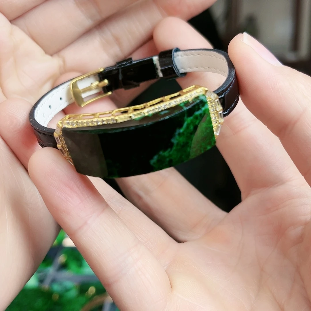 翡翠手链银S925镶嵌手链