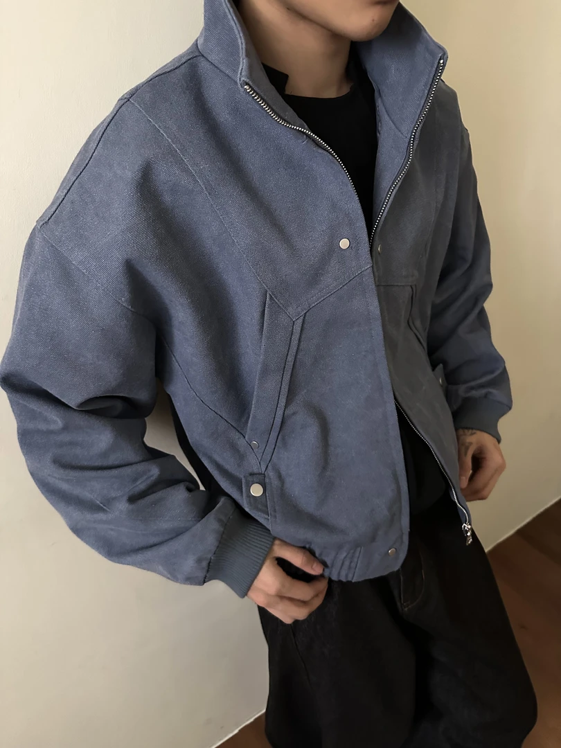 【EME】 哈灵顿重磅水洗帆布夹克cleanfit简约休闲外套男