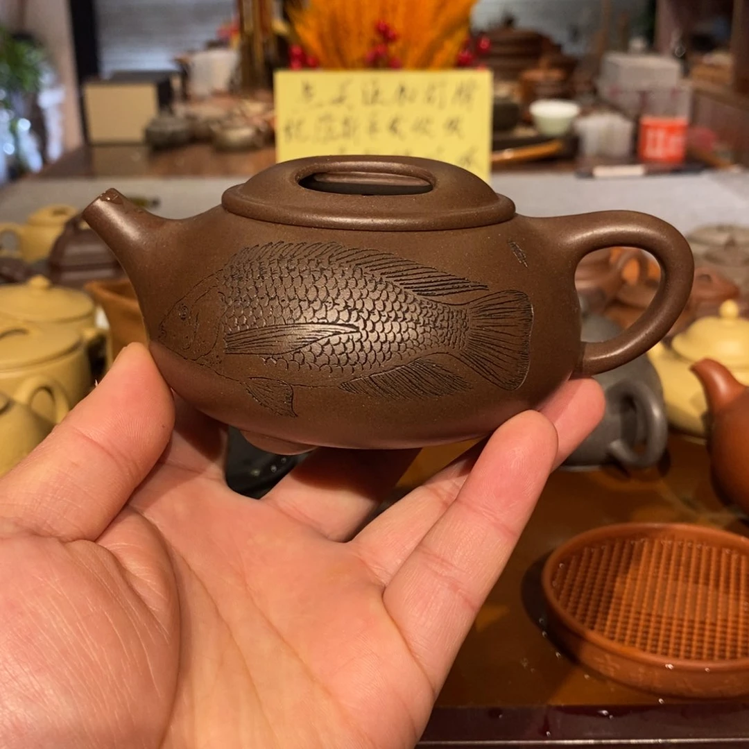 紫砂茶壶牛盖石瓢罗非鱼270cc