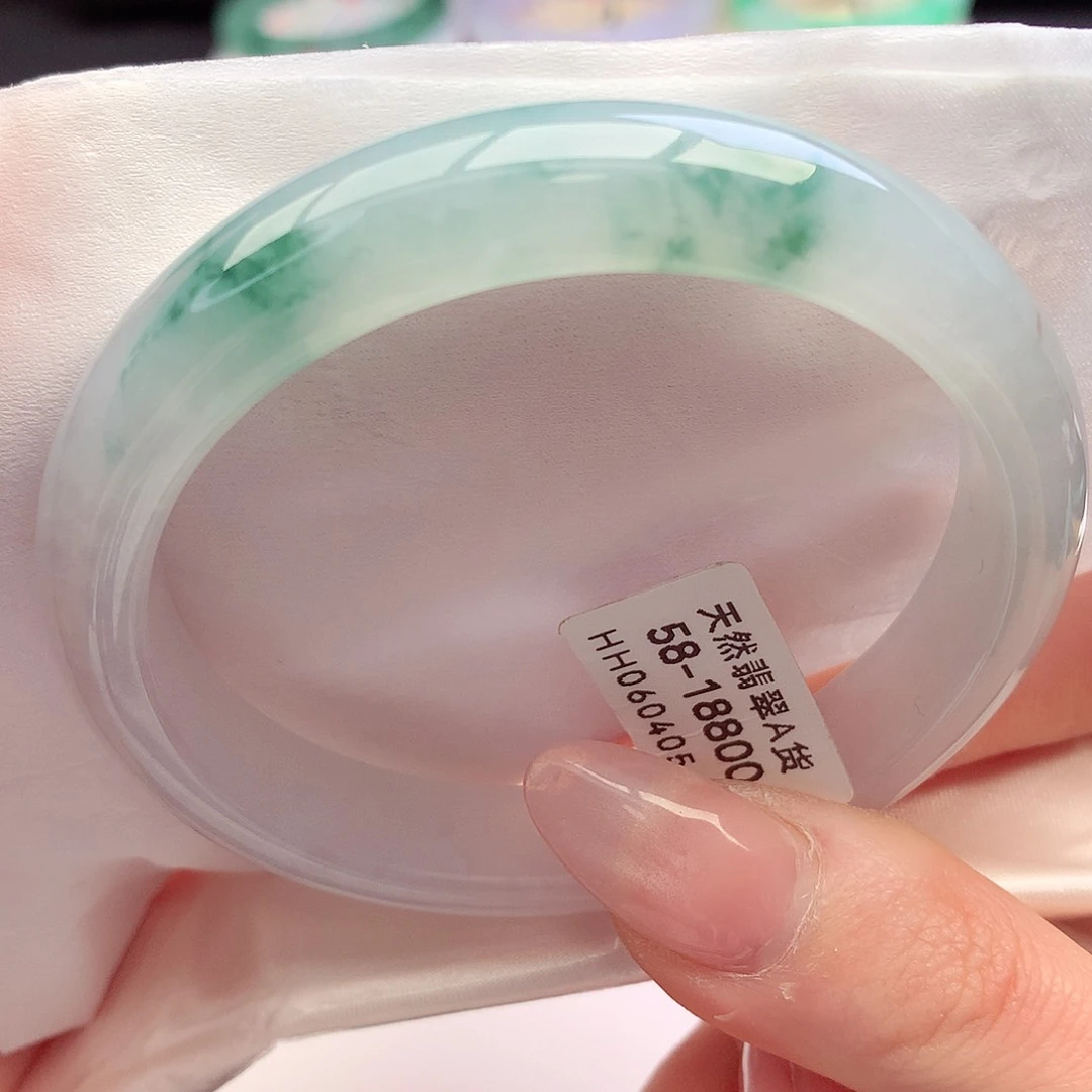 未镶嵌手镯翡翠天然A货翡翠58-59水中月带镜中花精致22号