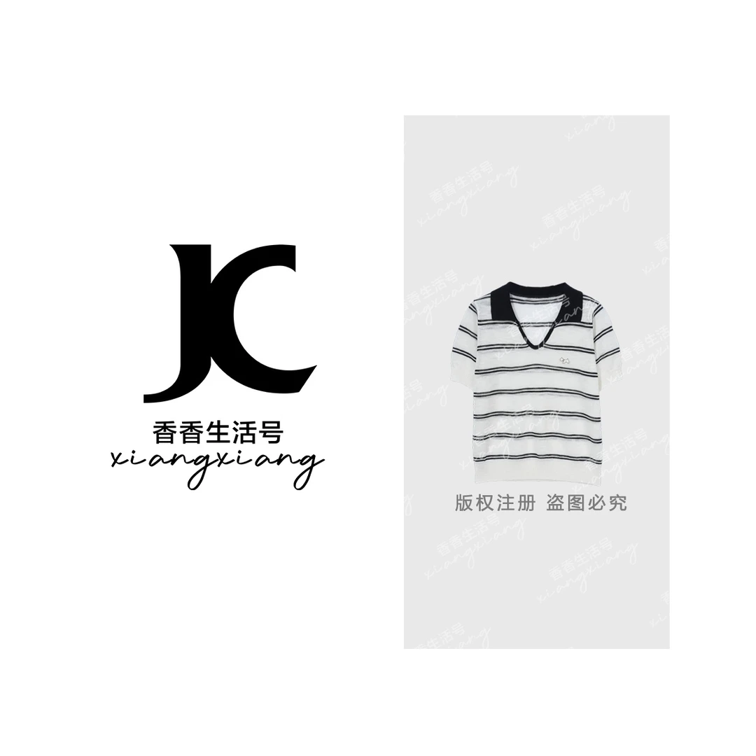 【香香严选】“条纹小狗”2025新款欧若风条纹短袖polo百搭YN9265