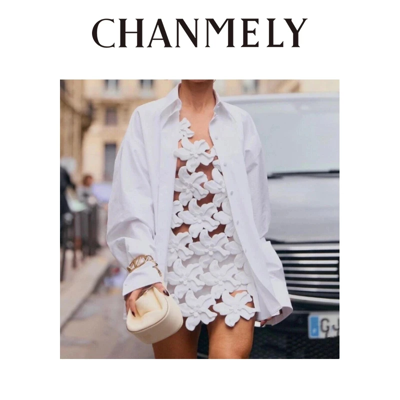 【CHANMITY】24/ss高级纯色棉质府绸挺阔时髦百搭衬衫0241253