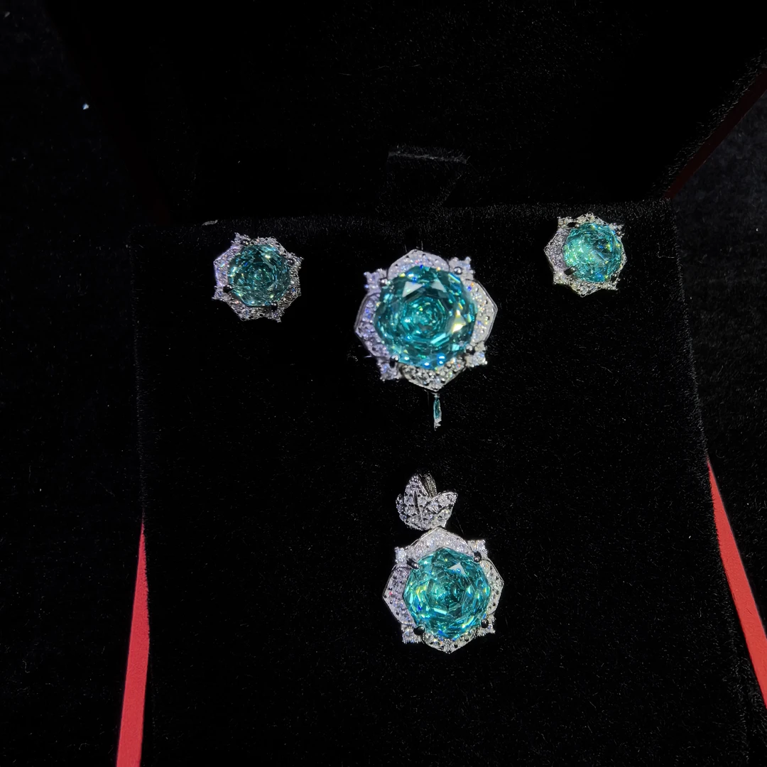 925银合成锆石银制品 M1玫瑰单品原创设计纯银饰品轻奢时尚精美