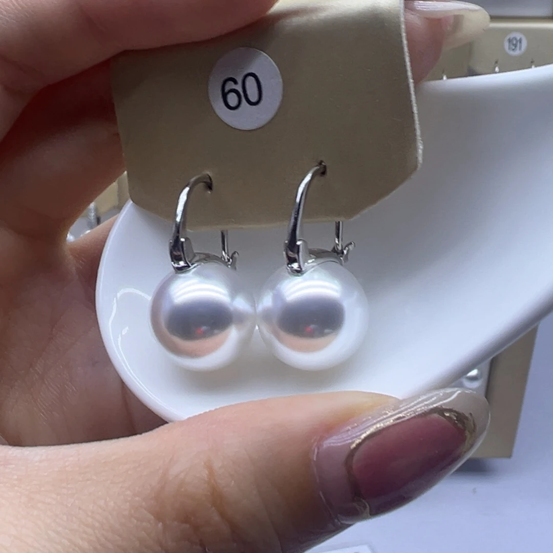 淡水珍珠银S925镶嵌耳饰