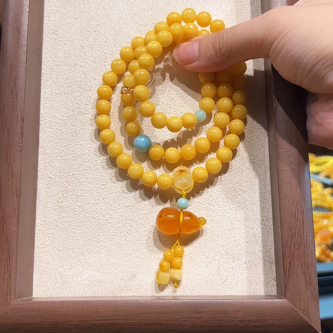 手链琥珀未镶嵌8mm蜜蜡手串