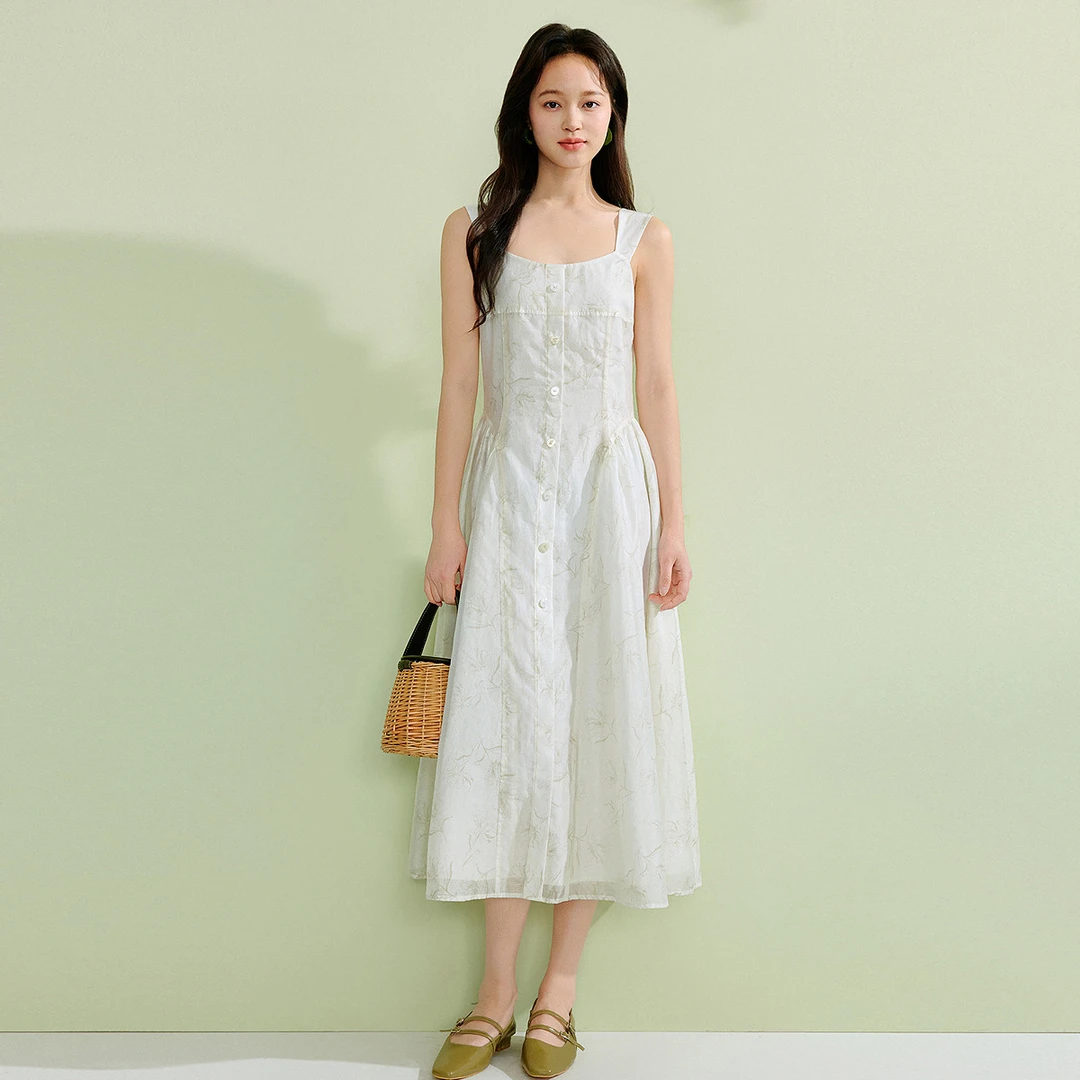 莱赛尔法式吊带连衣裙2025夏季女装新款度假无袖a字裙子
