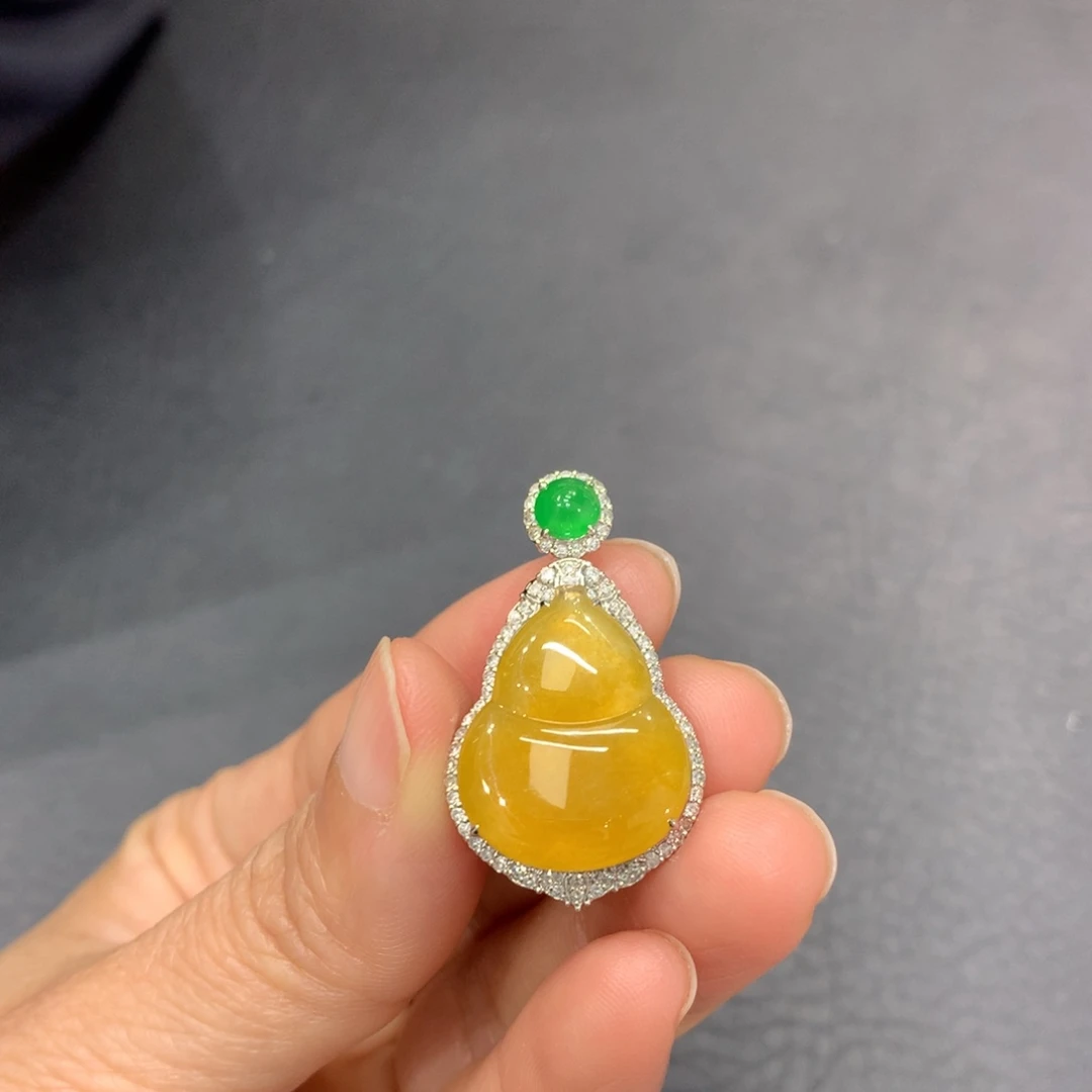 翡翠18K金镶嵌吊坠(不含链)