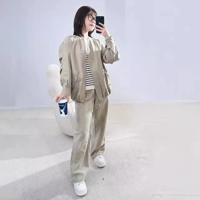 四月初九加大码女装胖MM2025春 时尚休闲棒球服夹克风衣外套