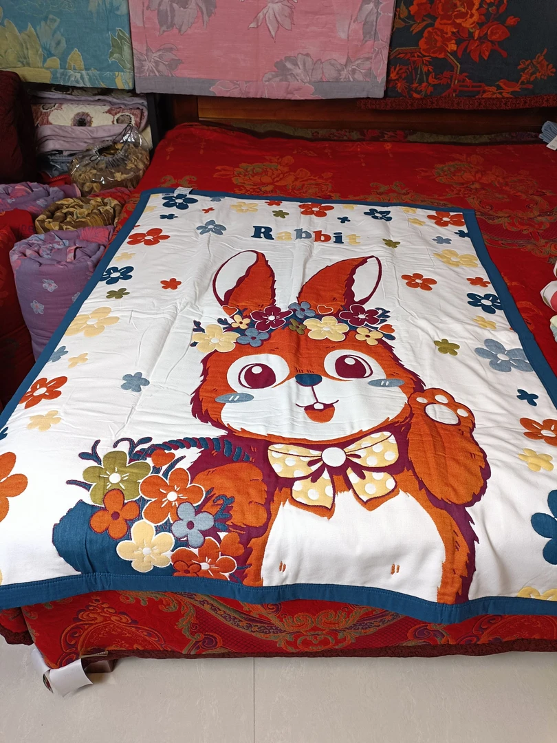 可爱兔-1.2*1.5-十层纱布面包被