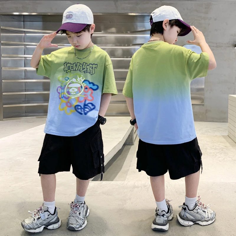 儿童装男童夏装套装2025新款运动夏季中大童夏款男孩薄款酷帅气潮