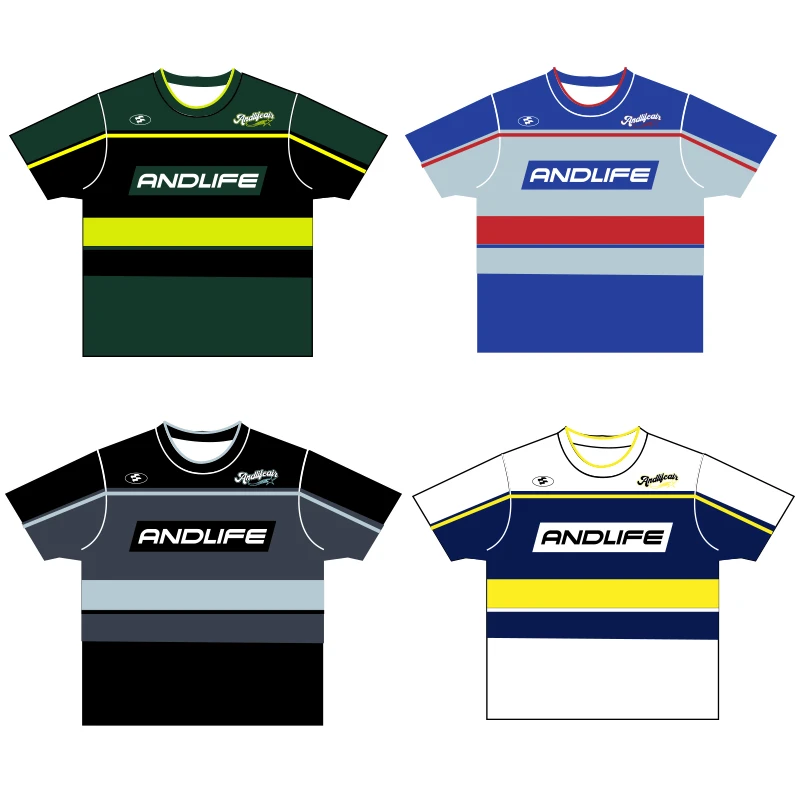 ANDLIFE品牌重磅300g重工立体刺绣拼接潮牌男女同款t恤美式复古T