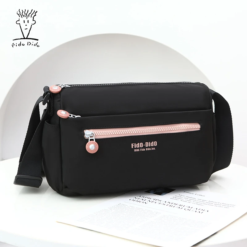 菲都狄都包包2025新款帆布斜挎包女时尚妈妈包百搭牛津布单肩小包