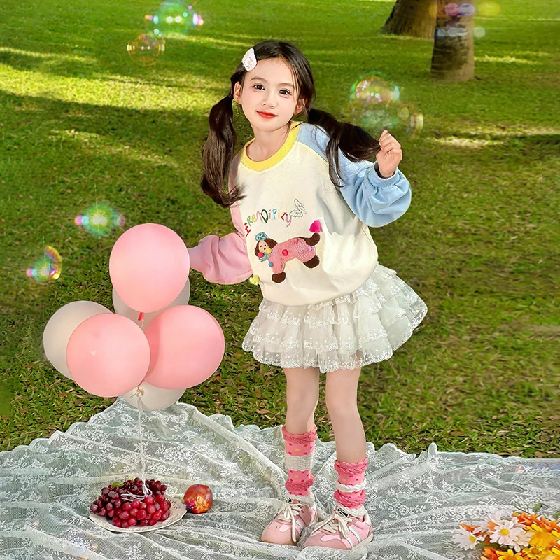 66公主原创 童装女童卫衣2025新款春装百搭休闲儿童上衣 25S016