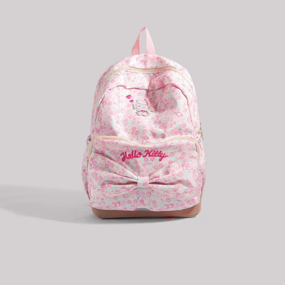 简约粉色碎花减负双肩包休闲潮流卡通动漫轻便百搭