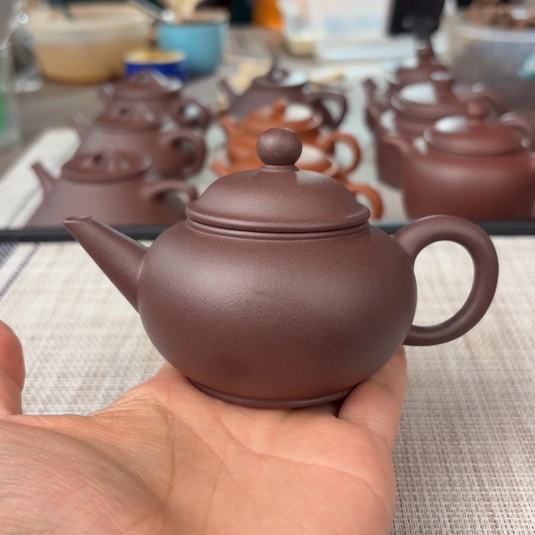 紫砂茶壶半手工老紫泥水平壶150cc