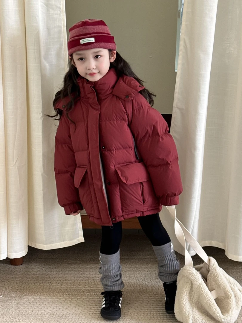 XX-7709-儿童韩系百搭杜邦三防长款厚款羽绒服  (冬款)