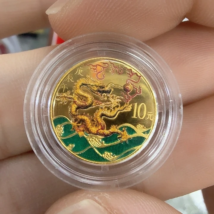 纯银2000年1/10彩色金币 带证书