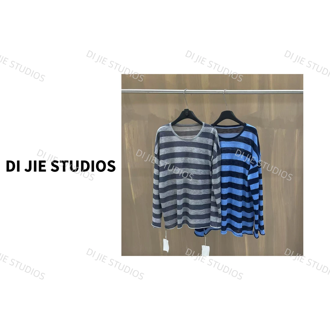 DI JIE STUDIOS夏新款薄款防晒宽松显瘦洋气休闲条纹针织衫#8886