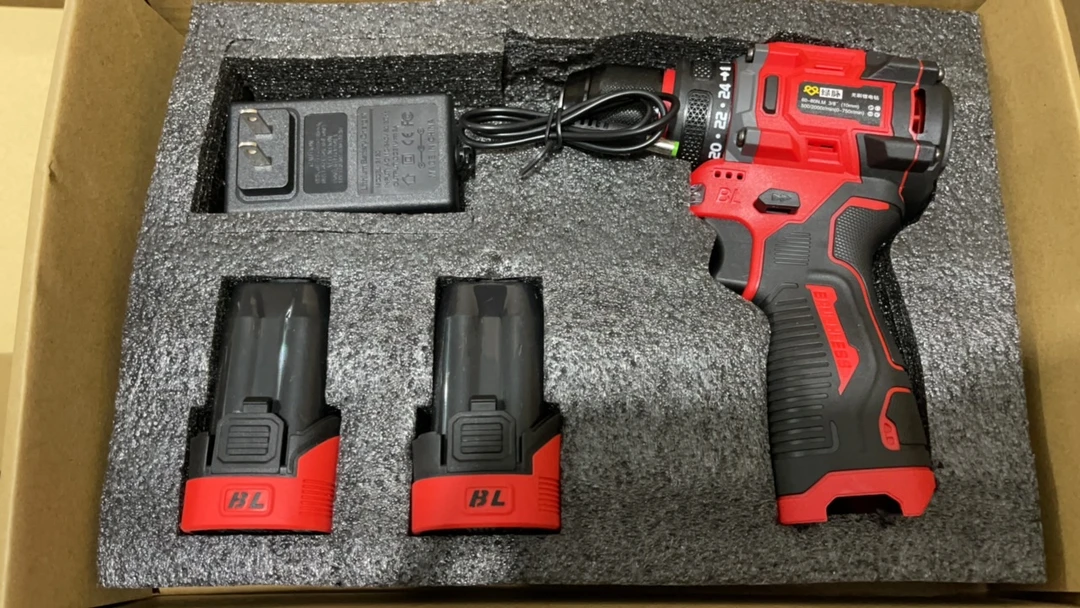 双电大功率红色款纯铜无刷充电式锂电电钻