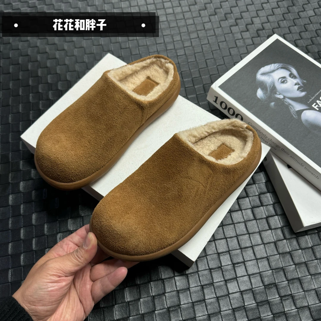 真皮舒适时尚厚底加绒防滑保暖包头鞋9963黄色