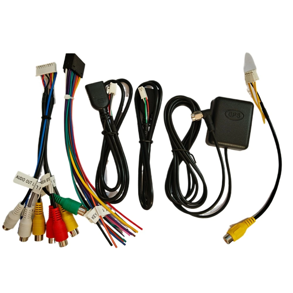 安卓大屏导航通用降压线束车载USB电源线RCA音视频输出入GPS天线