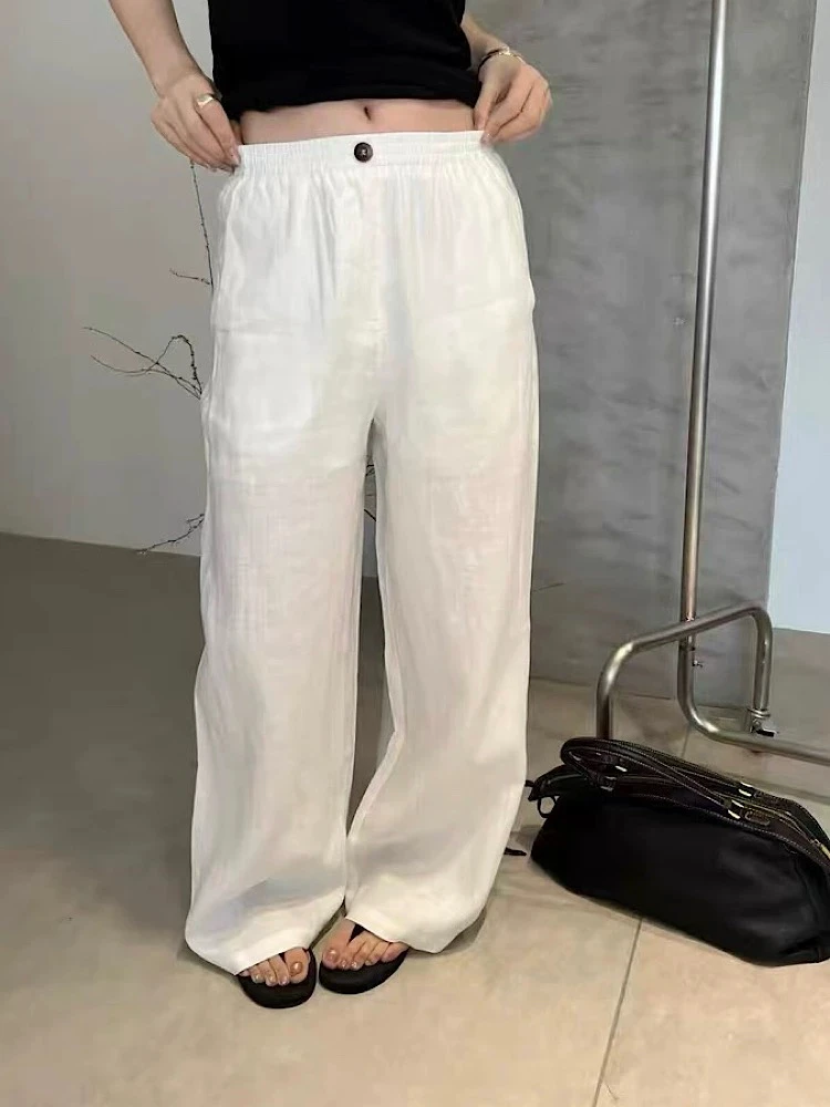 【遇见】一粒扣亚麻直筒裤（会打皱介意慎拍）