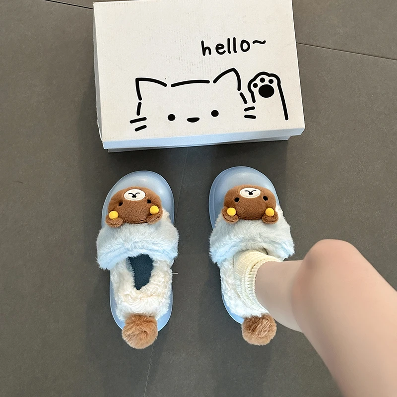 厚底鞋子女2025新款爆款毛毛拖鞋女外穿秋冬季奶呼呼增高毛绒棉拖