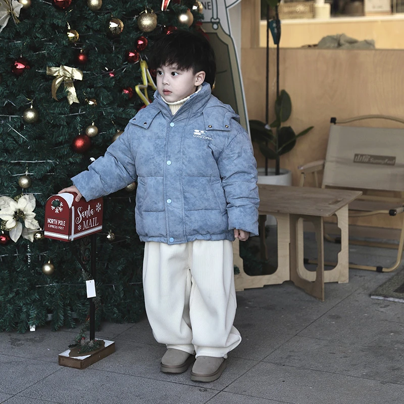 【现货】Jimmy妈童品 冬日冰川蓝 冬季儿童蓝色扎染连帽羽绒服外套