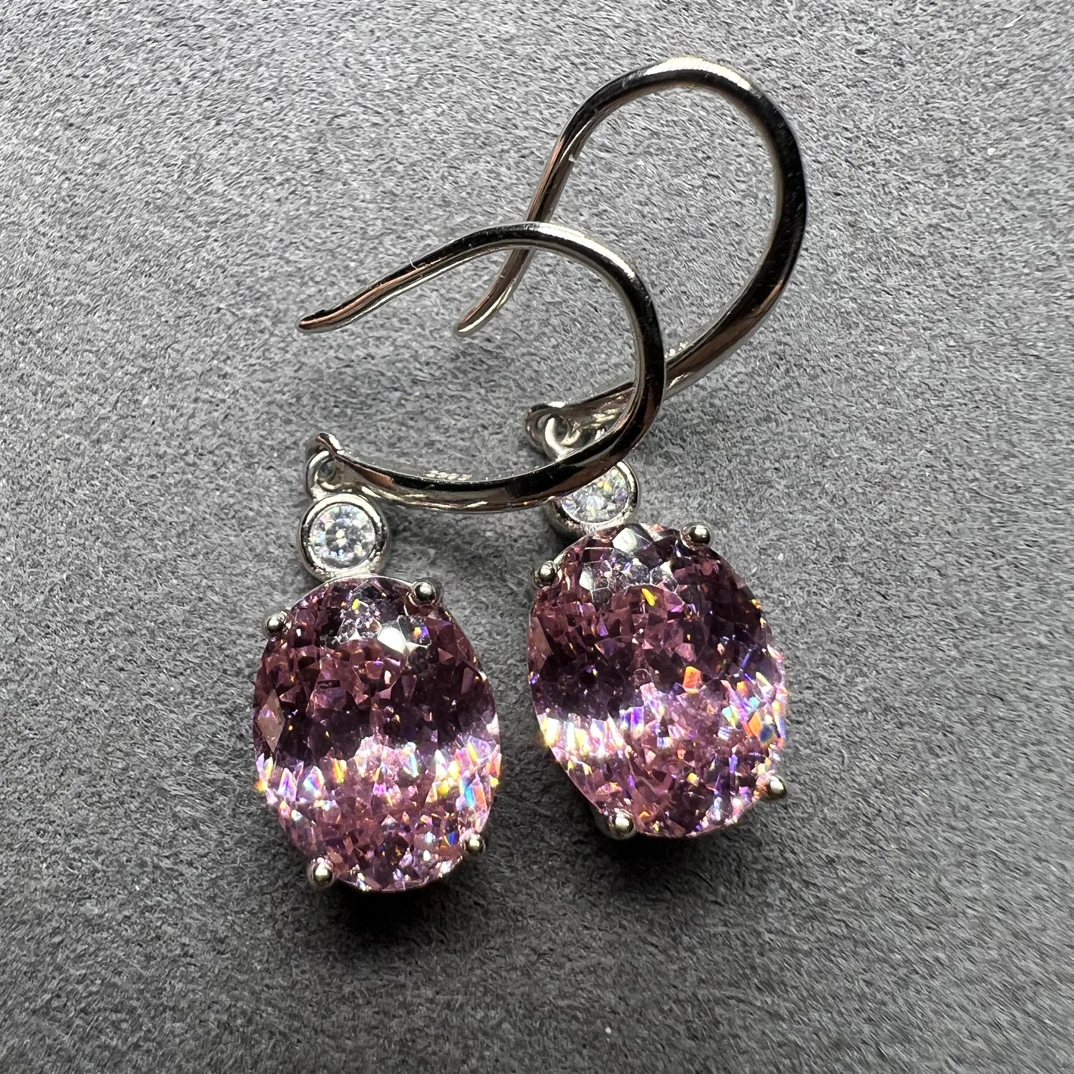 帕帕拉恰色粉色碧玺 S925银镀金轻奢风耳钩8*10尺寸081