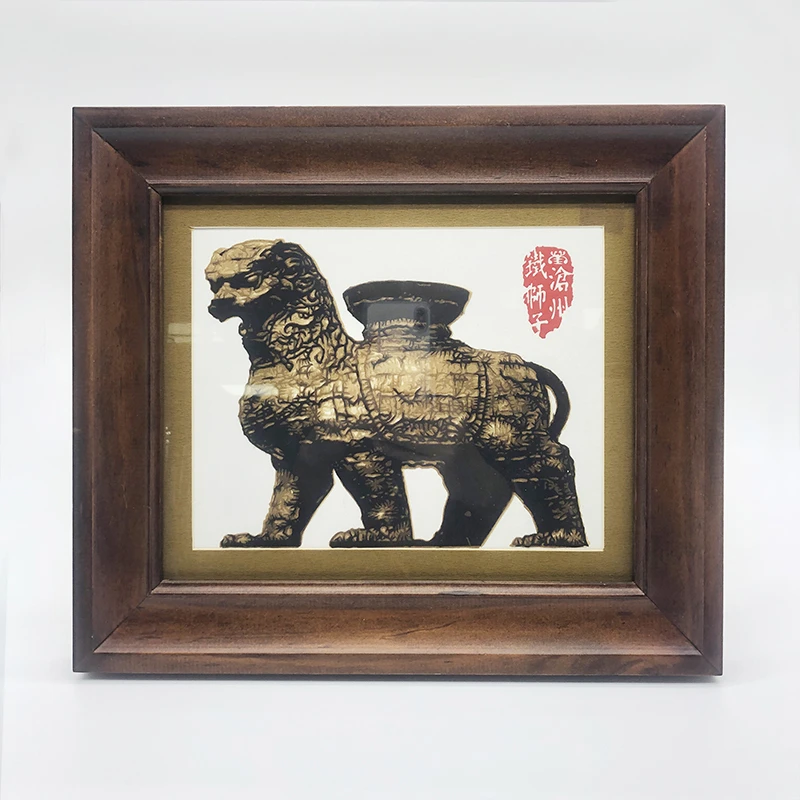 多层剪纸铁狮子摆台