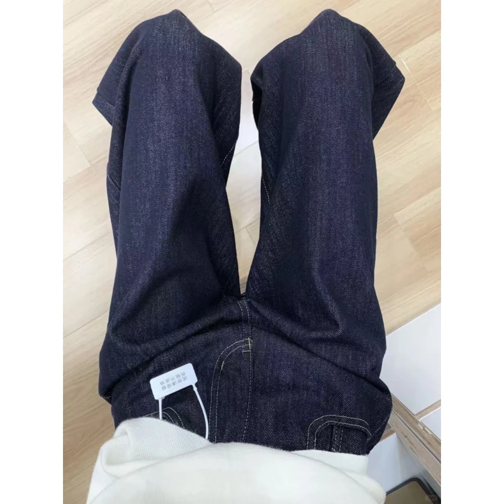 【清仓+运费险】美式高街深色阔腿牛仔裤女冬季高腰垂感宽松直筒裤