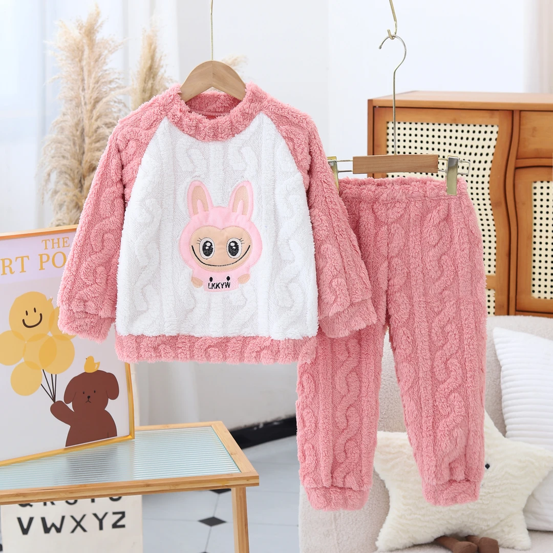 【保暖家居服】儿童舒棉绒宝宝家居服男女童圆头保暖秋冬睡衣