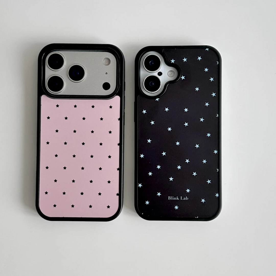 韩系ins磨砂星星黑边苹果17/16/15Promax手机壳新款14少女13软