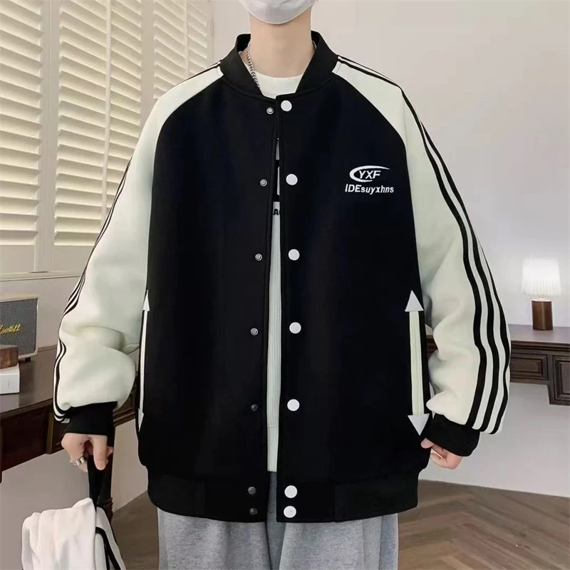 春秋季棒球服男新款休闲宽松加肥加大码男装运动百搭夹克外套潮流