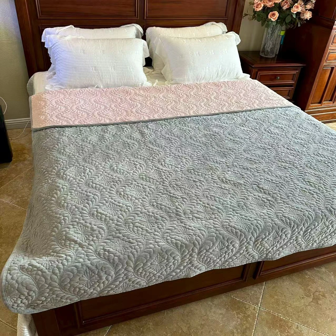 【有只羊甄选典藏】韩系轻奢双面宝宝绒多功能盖毯亲肤夹棉绗缝加厚