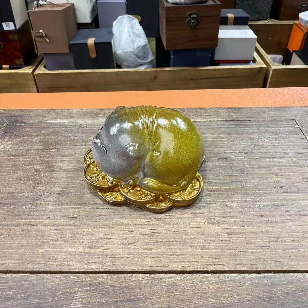 变色卧财猫咪茶宠摆件 1725