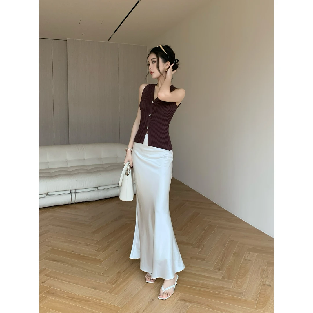 JIJINQI时尚气质高腰半身裙夏季法式高级中长款半裙女JD01BZPT903