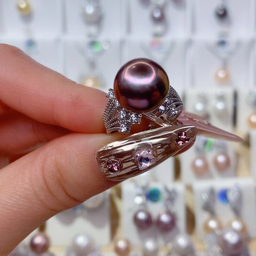 陌****银S925镶嵌戒指淡水珍珠12➕