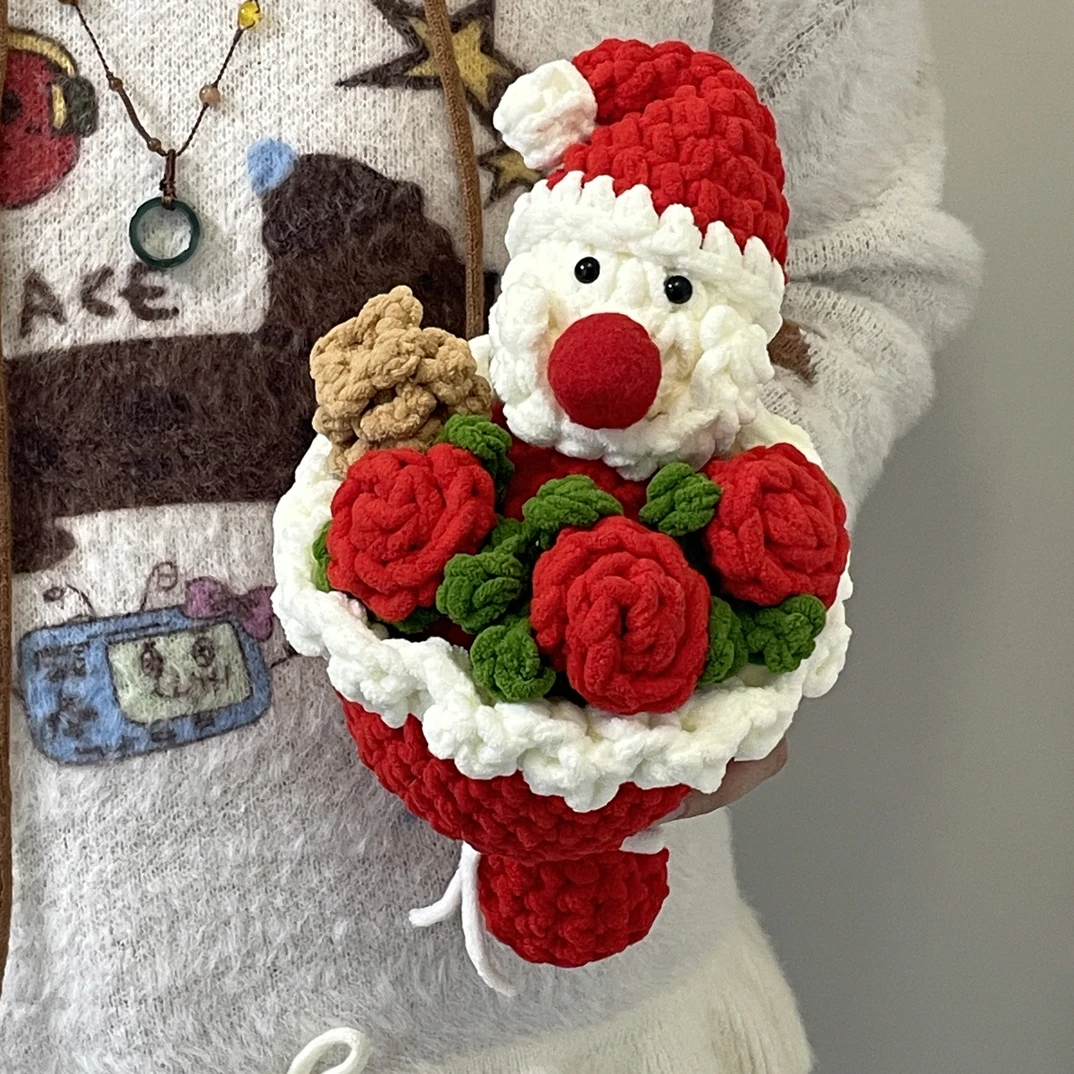 【成品】圣诞老人花束成品钩织毛线纯手工制作